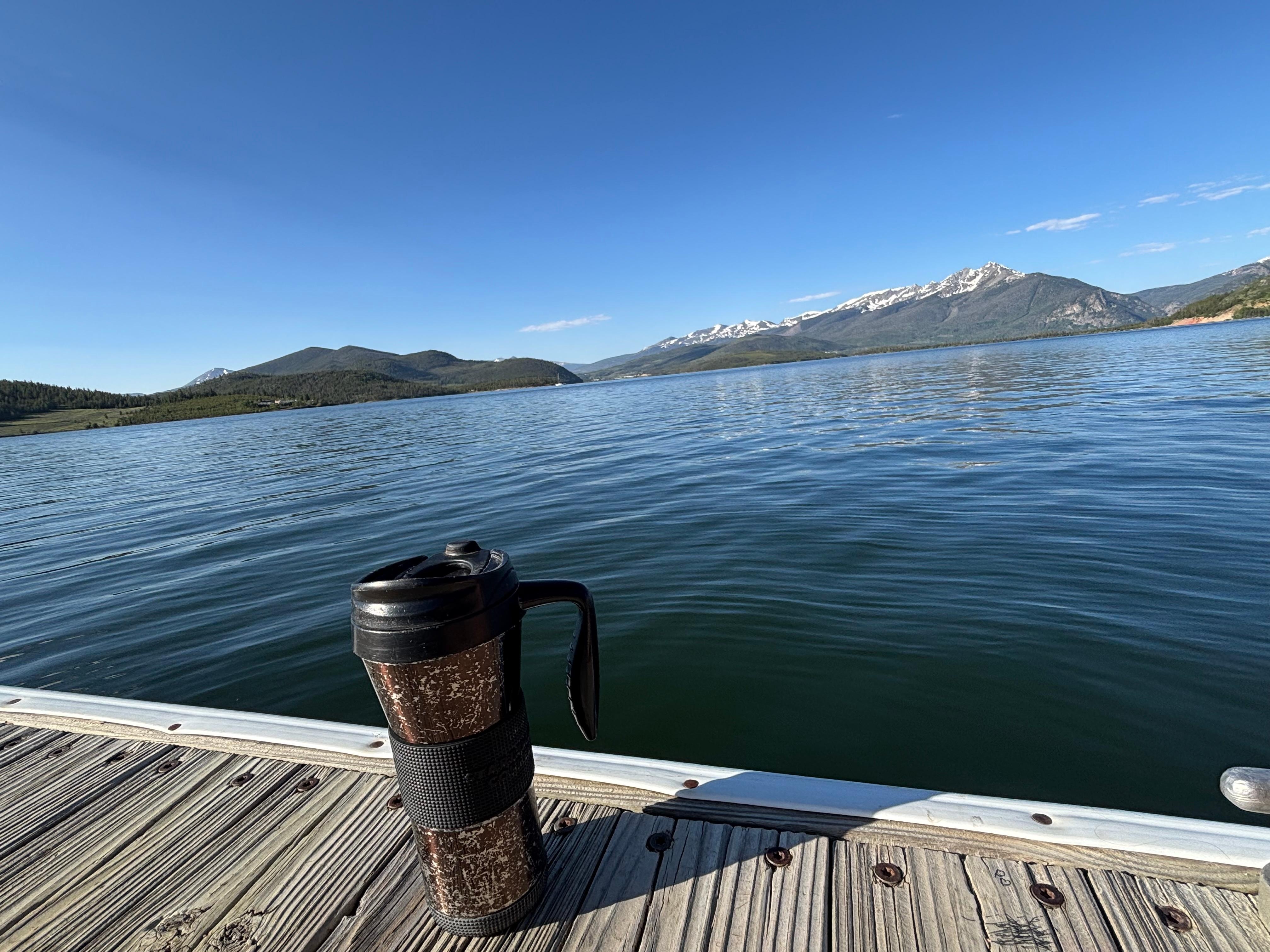 Morning coffee on the lake