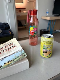 Free water bottle and welcome soft drink