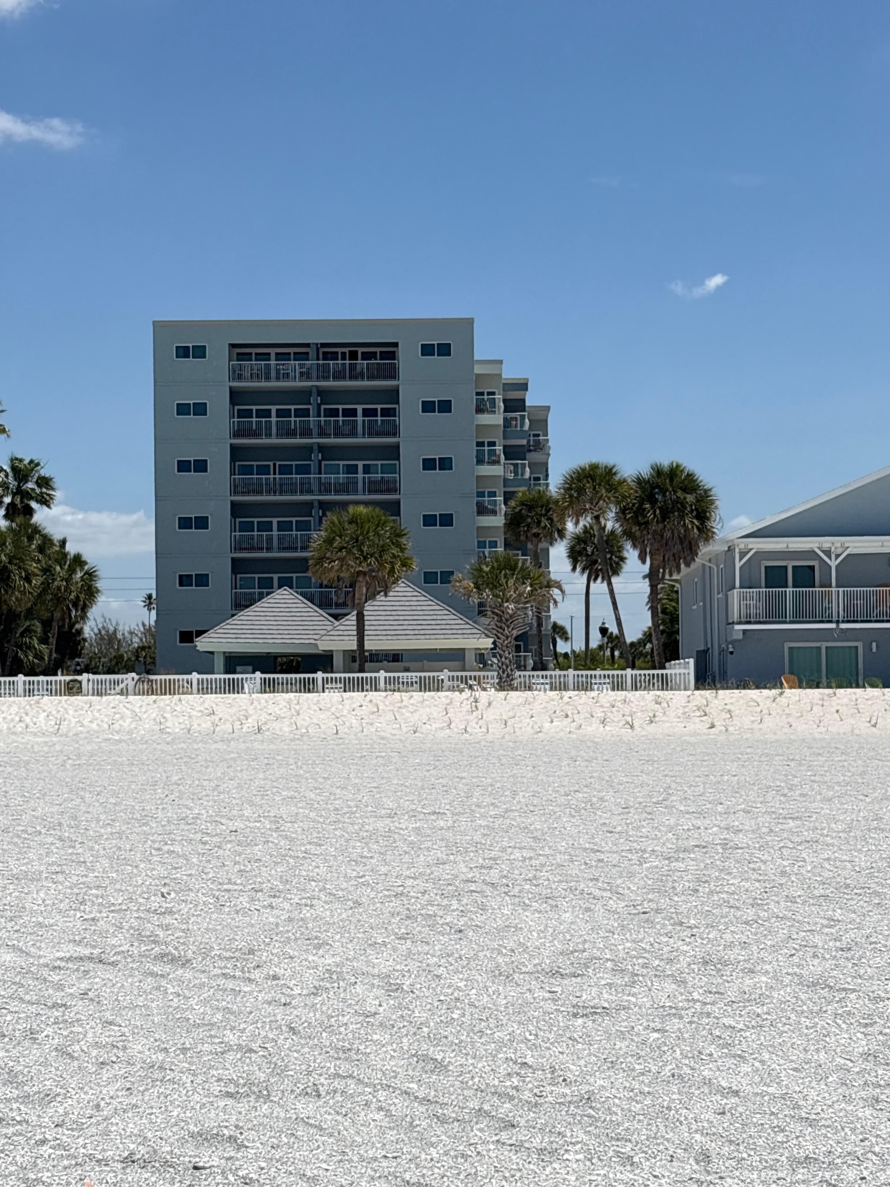 View of condo building from the beach