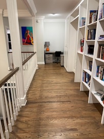 Upstairs hallway with games and books to borrow