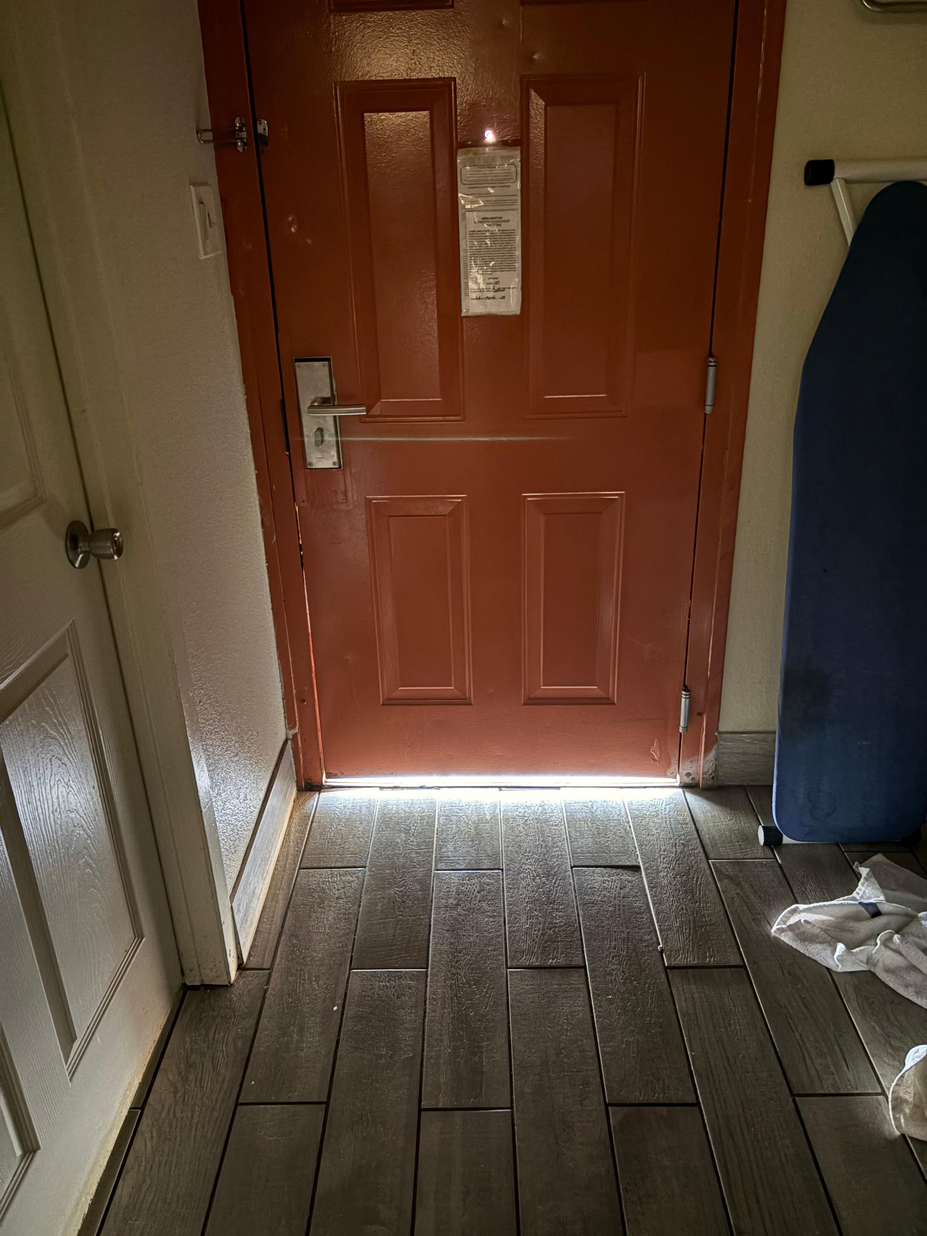 Large gap under the door.