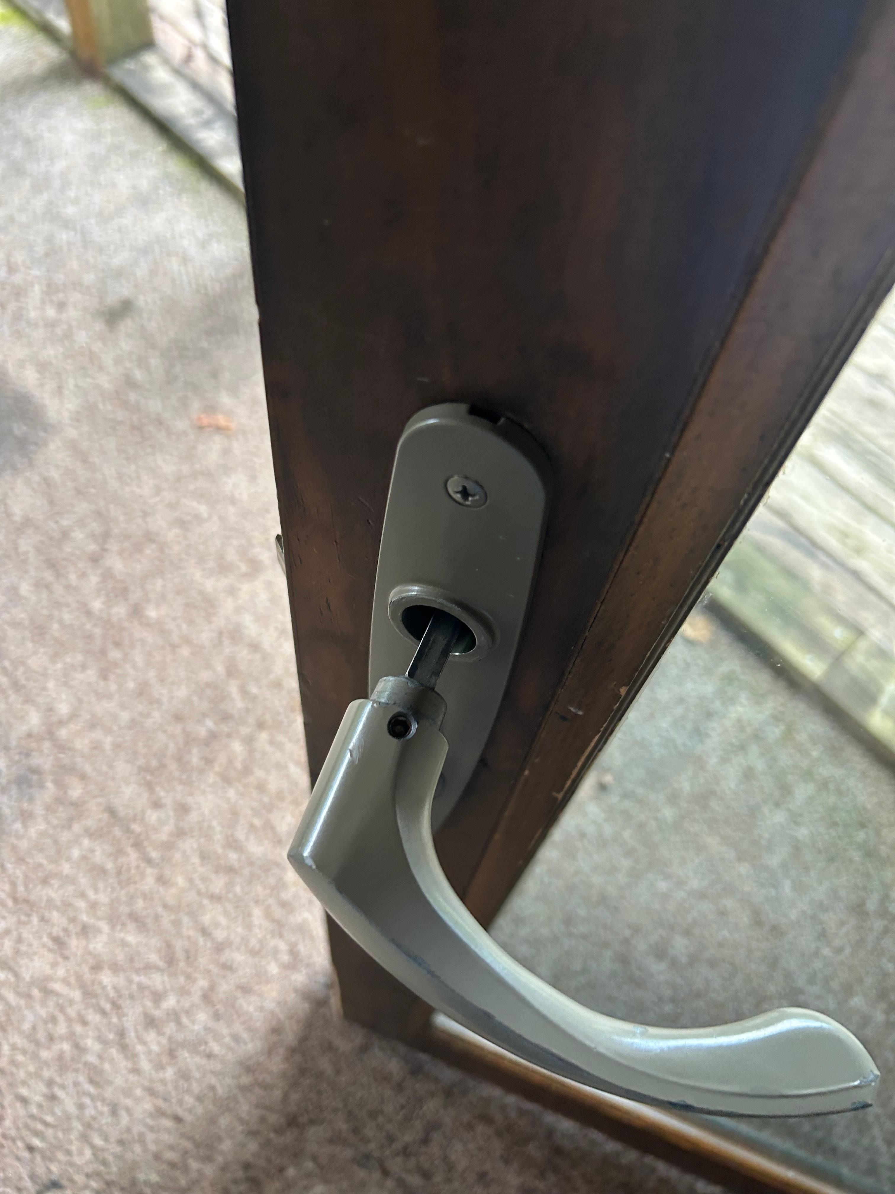 Side porch door knob that kept falling off 