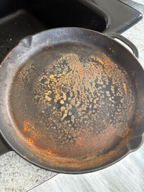 Rusted cast iron skillet