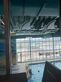 Indoor pool from restaurant