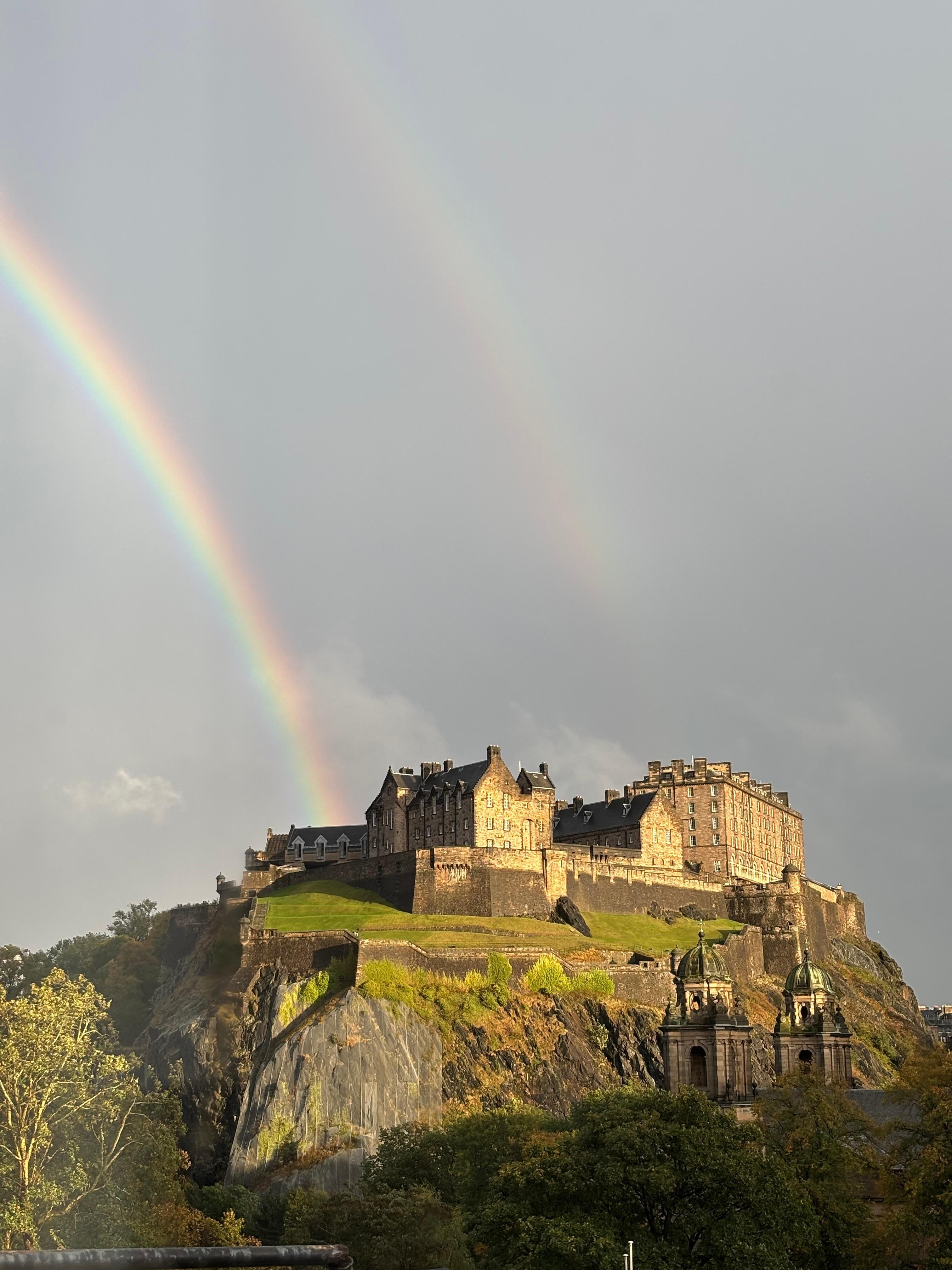 Picture taken from the living room window!  Not sure this double rainbow comes with the rental but no kidding, we took this picture from the room!