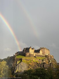 Picture taken from the living room window! Not sure this double rainbow comes with the rental but no kidding, we took this picture from the room!