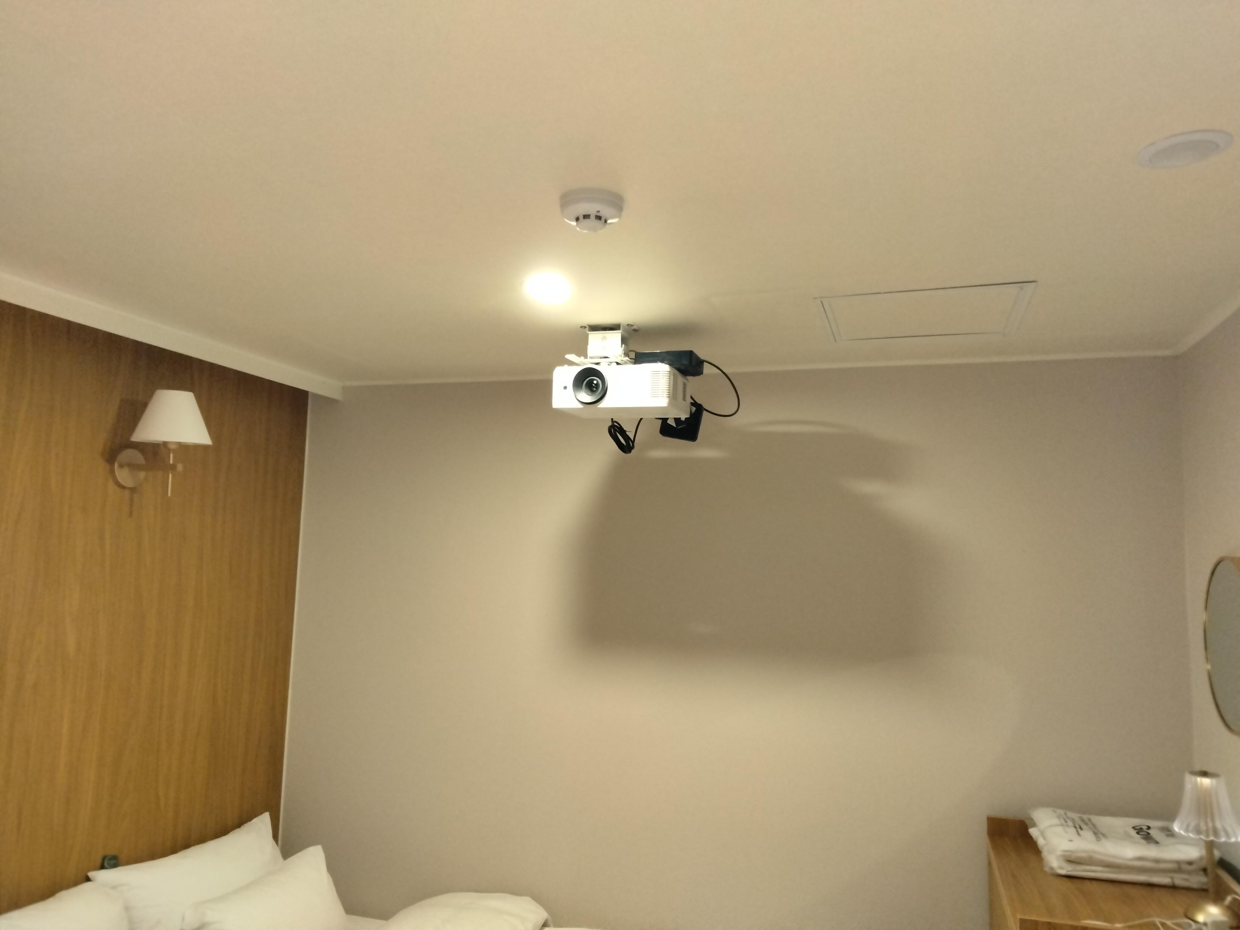 Whole wall set up in the "movie room"