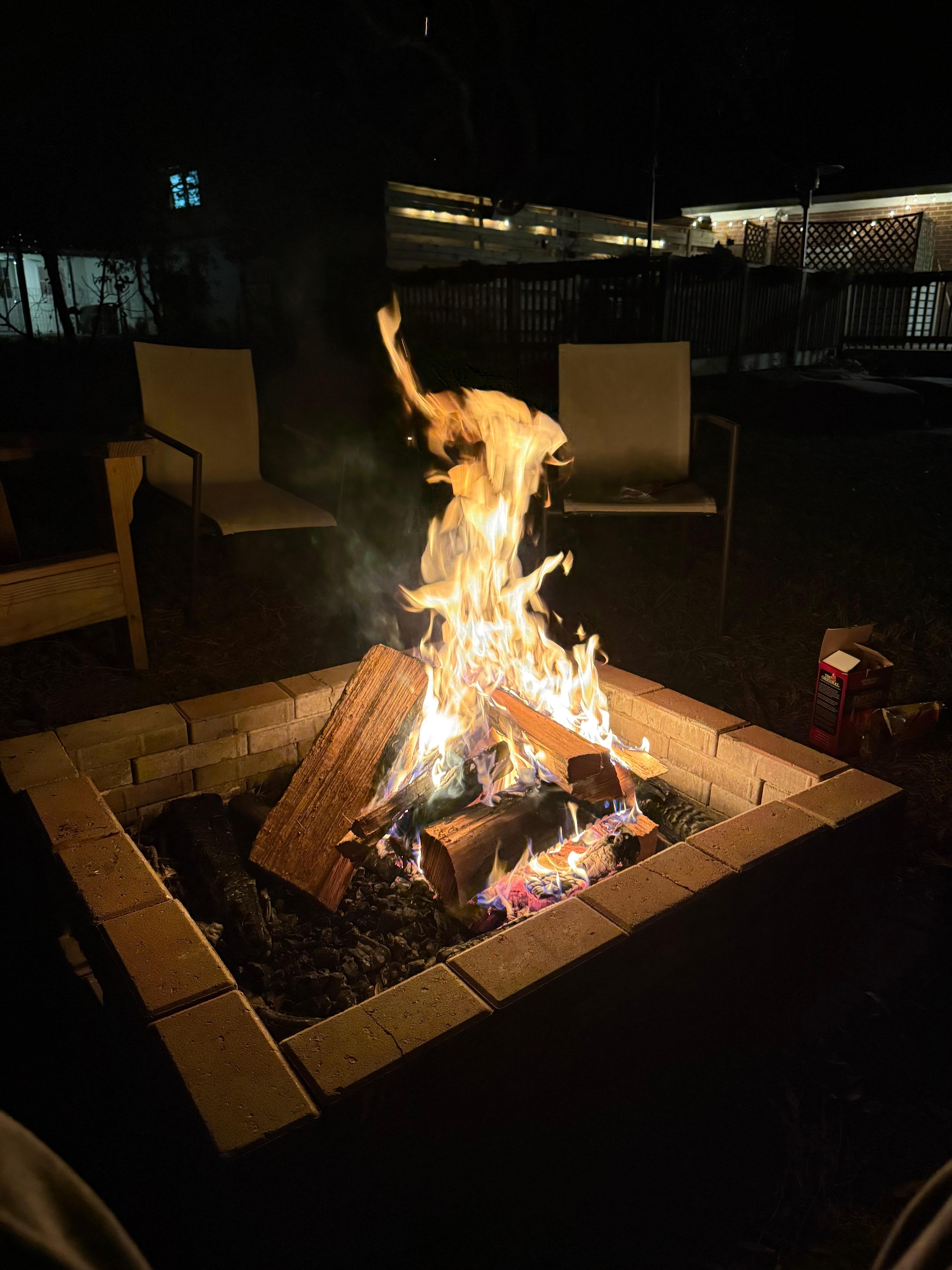 Great fire pit area outside 