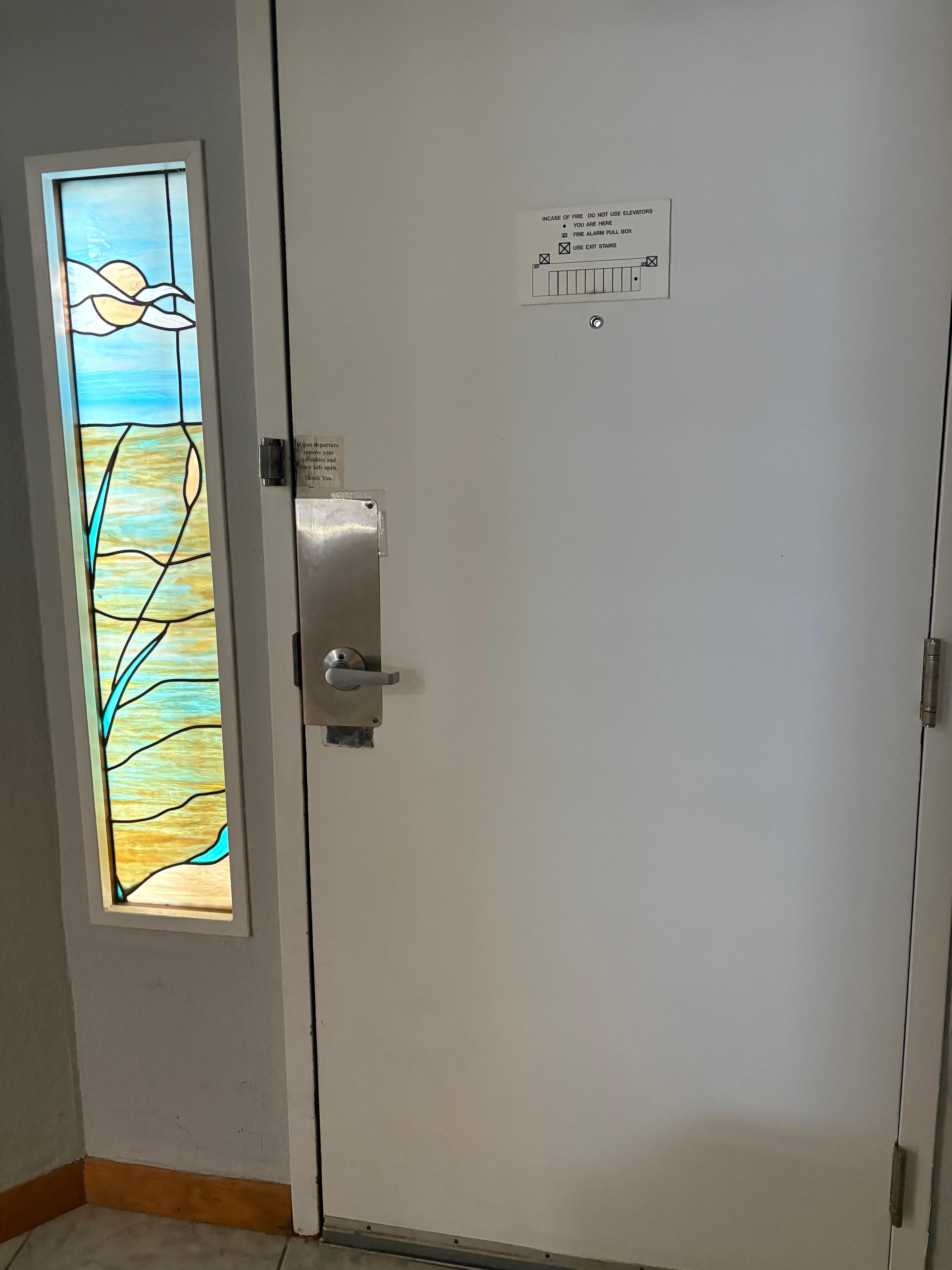 The door to the condo from the inside.