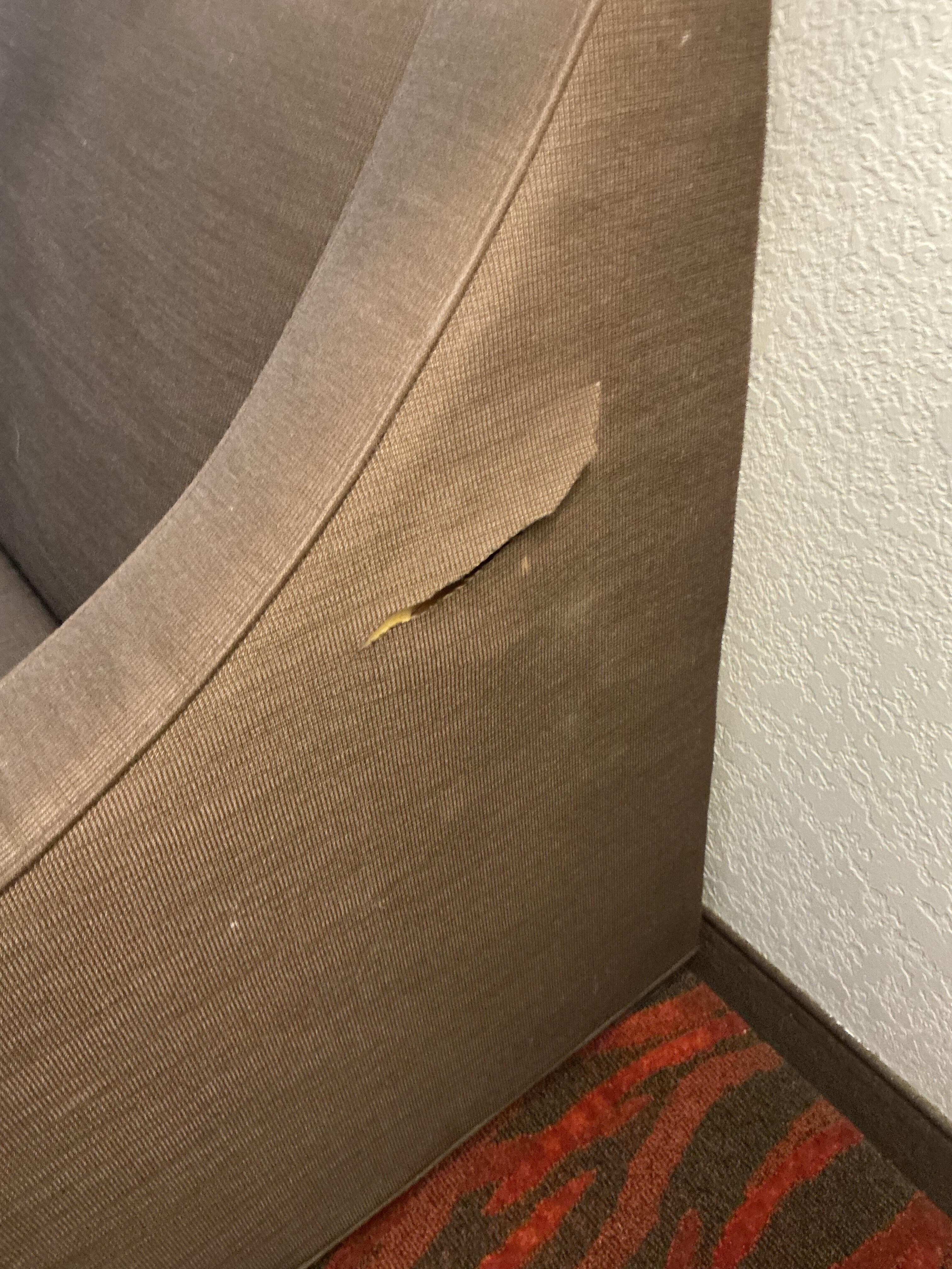 Right side of couch.
