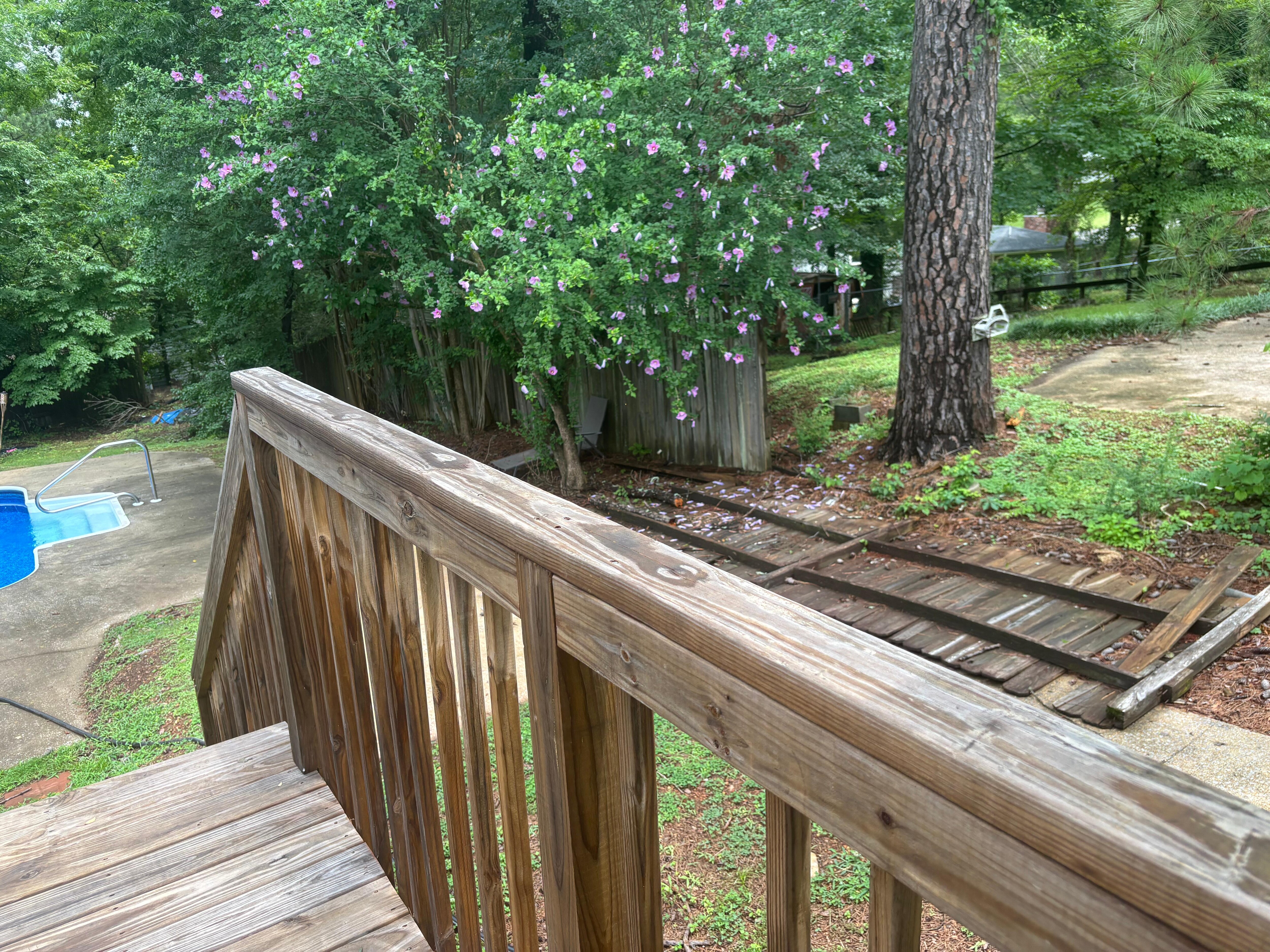 Fence broke around pool and pit bull dog snooping around everywhere. 