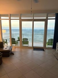 Looking out the living room