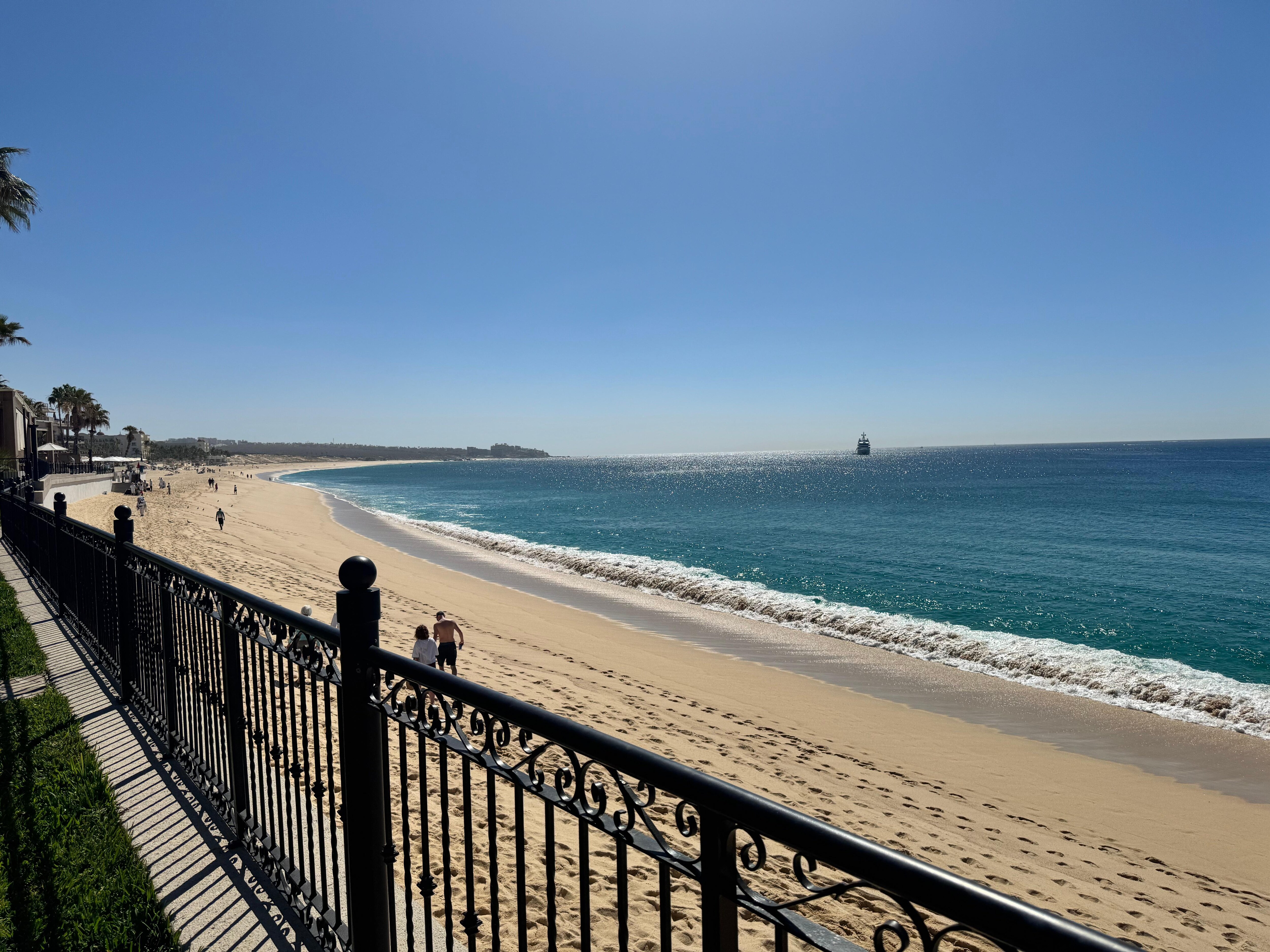 View of the beach from the resort