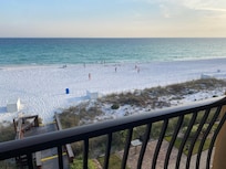 View from the balcony in the evening when the beach chairs were removed.