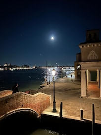 Quite view from the kitchen window with a full moon