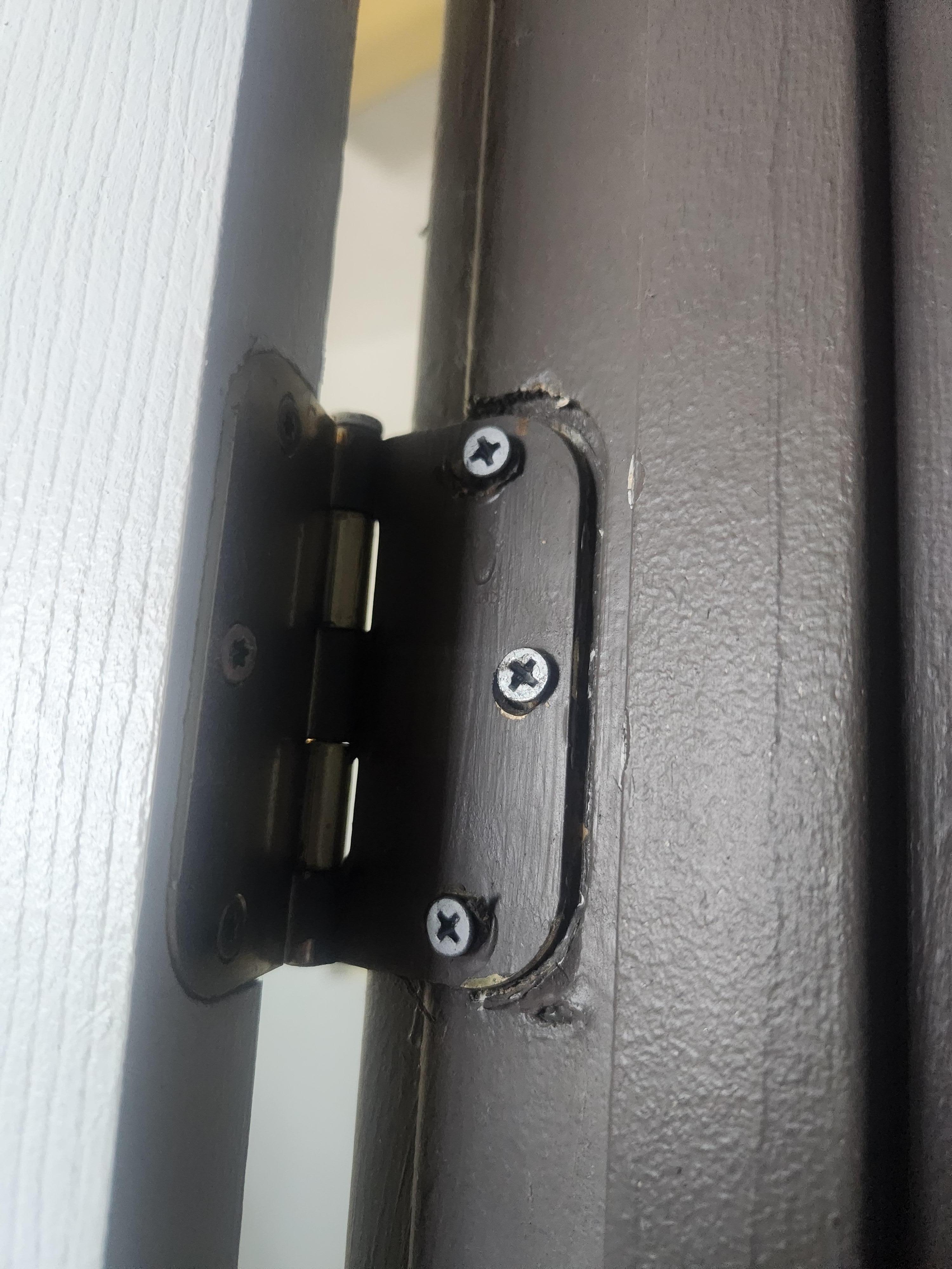 Bathroom door hinge broken door wouldn't close without slamming it