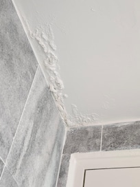 Ceiling in bathroom of hotel room.