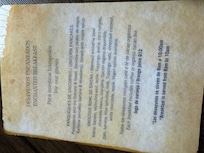The “included breakfast” menu.