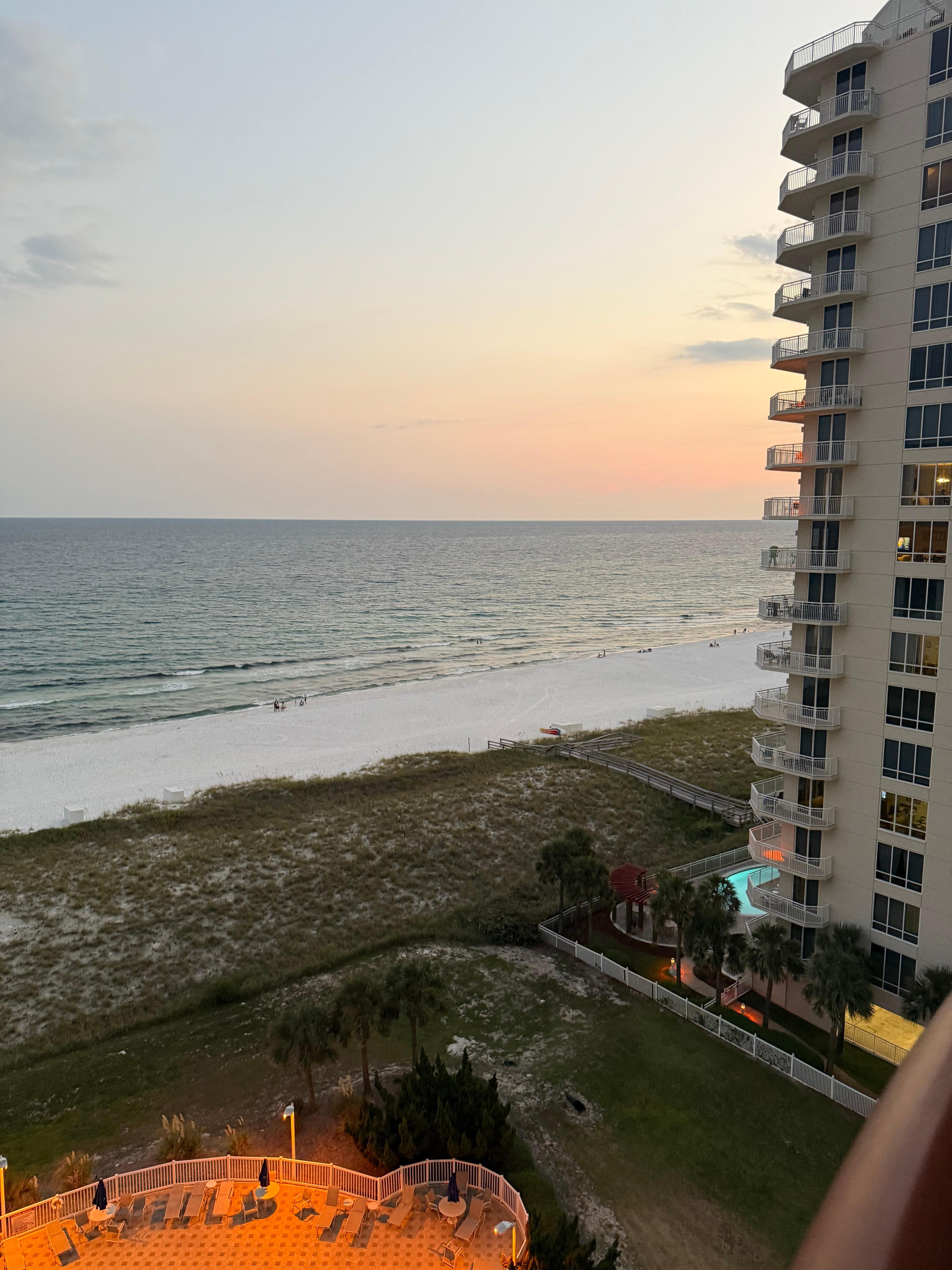 The sunset just around the corner of the building was magnificent!