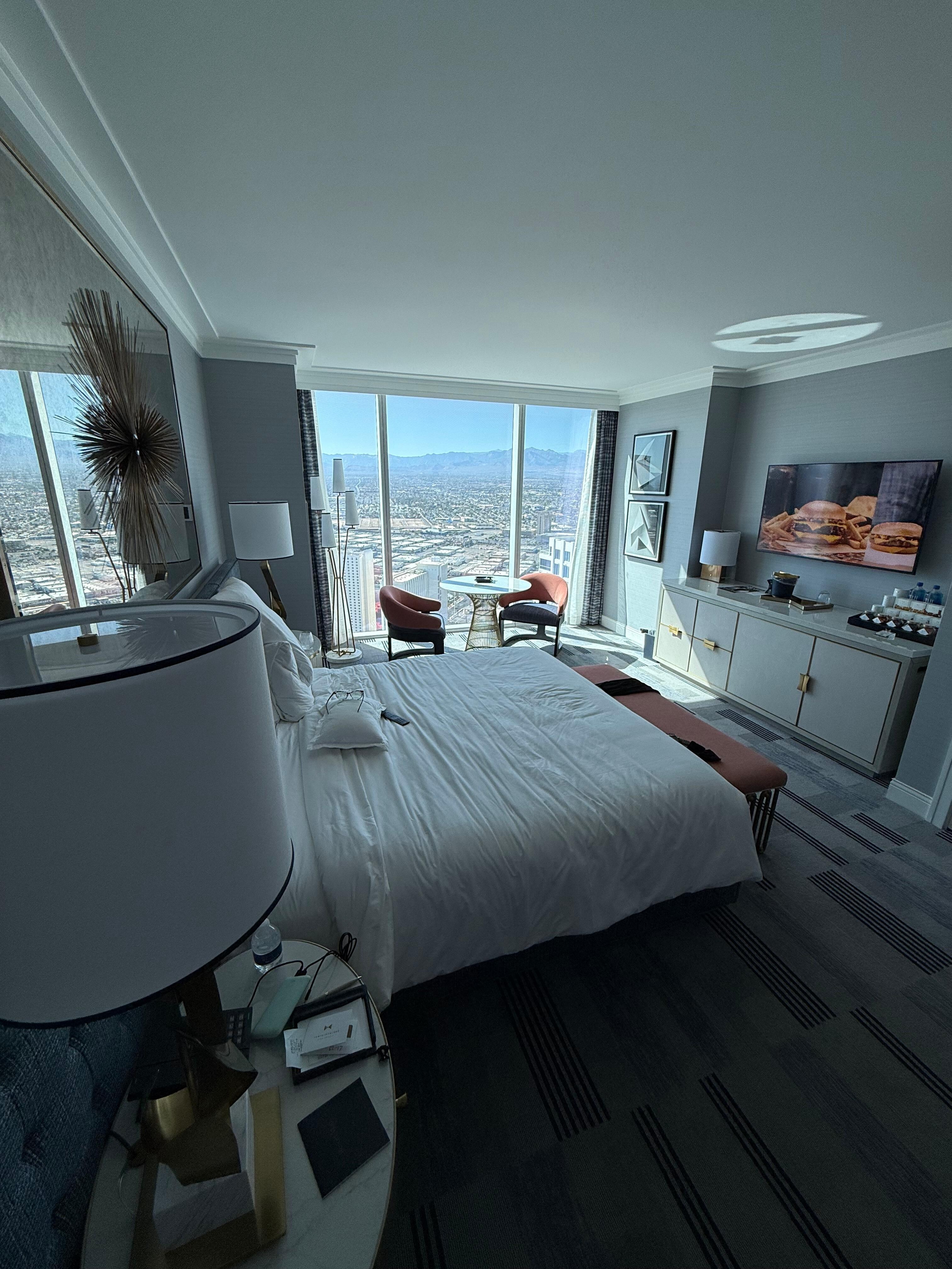 My room has a beautiful view of the strip and city 