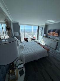My room has a beautiful view of the strip and city