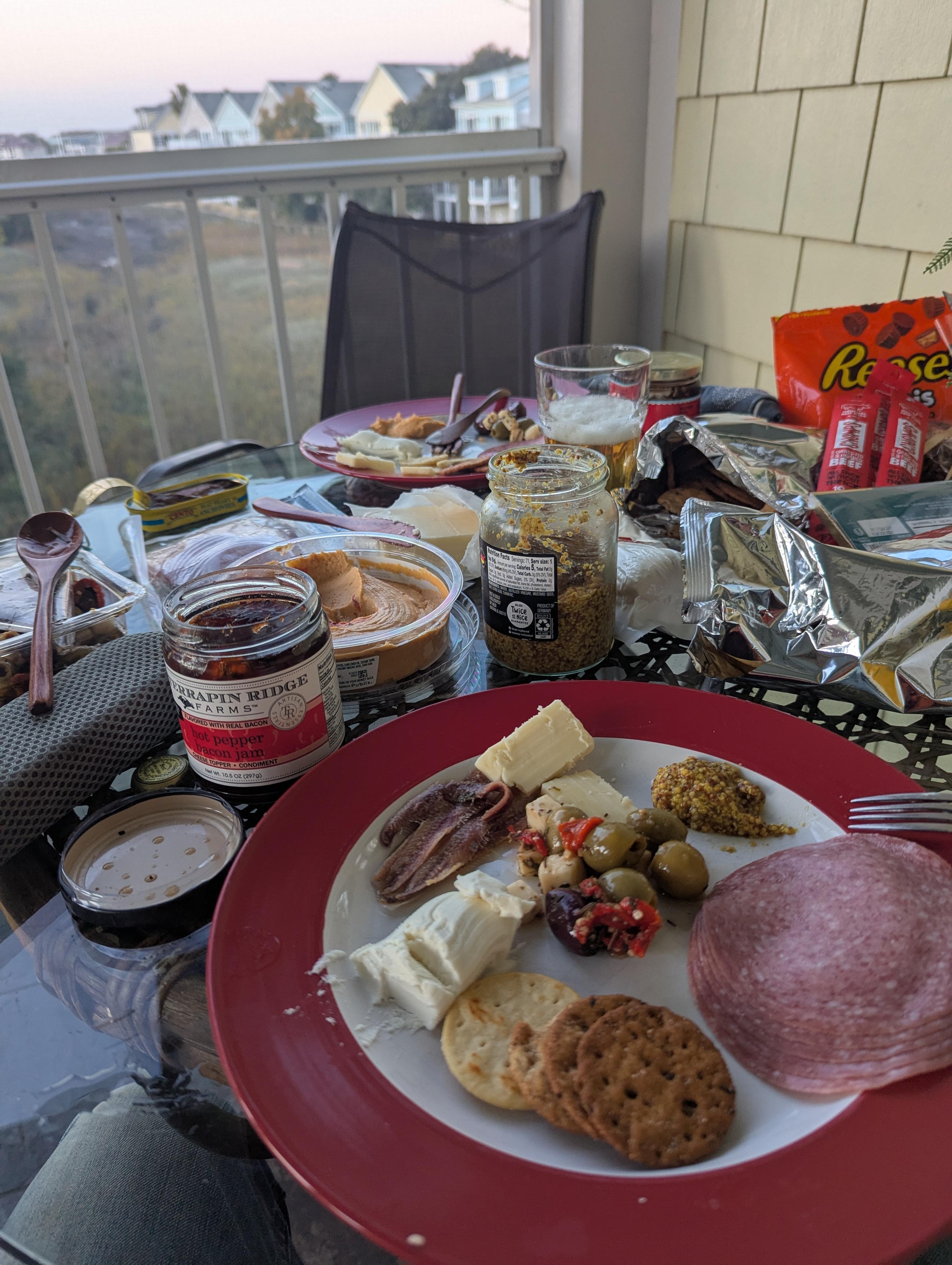 Our dinner on the balcony, night one.