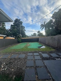 Mini golf course in backyard.