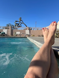Morning soak, giant hot tub!