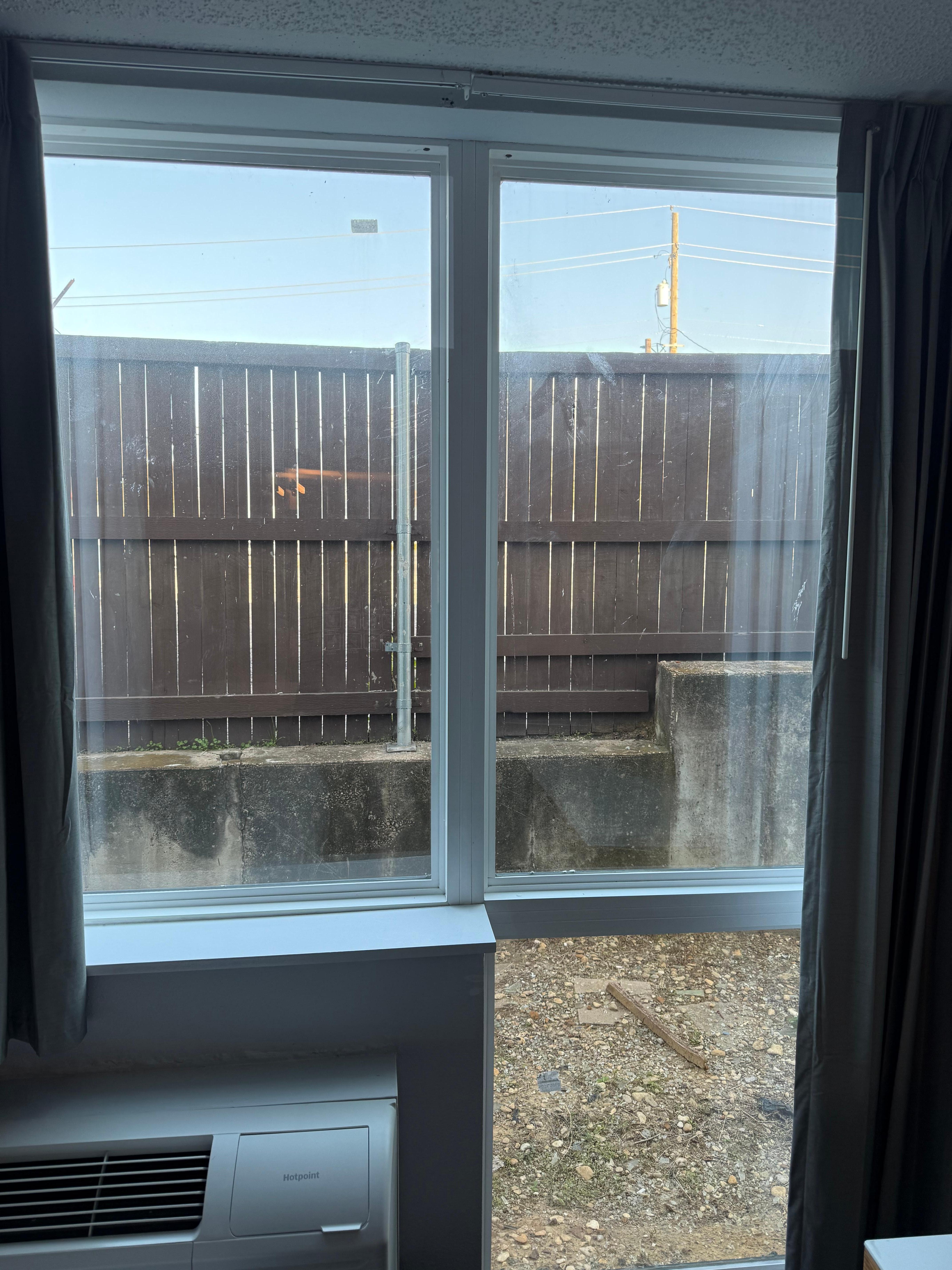 This was what me and my family had to look at after spending money on football tickets and it being 5 min walk to the cowboys stadium. Me and my family wanted a nice view of it . So sad do better motel 6 