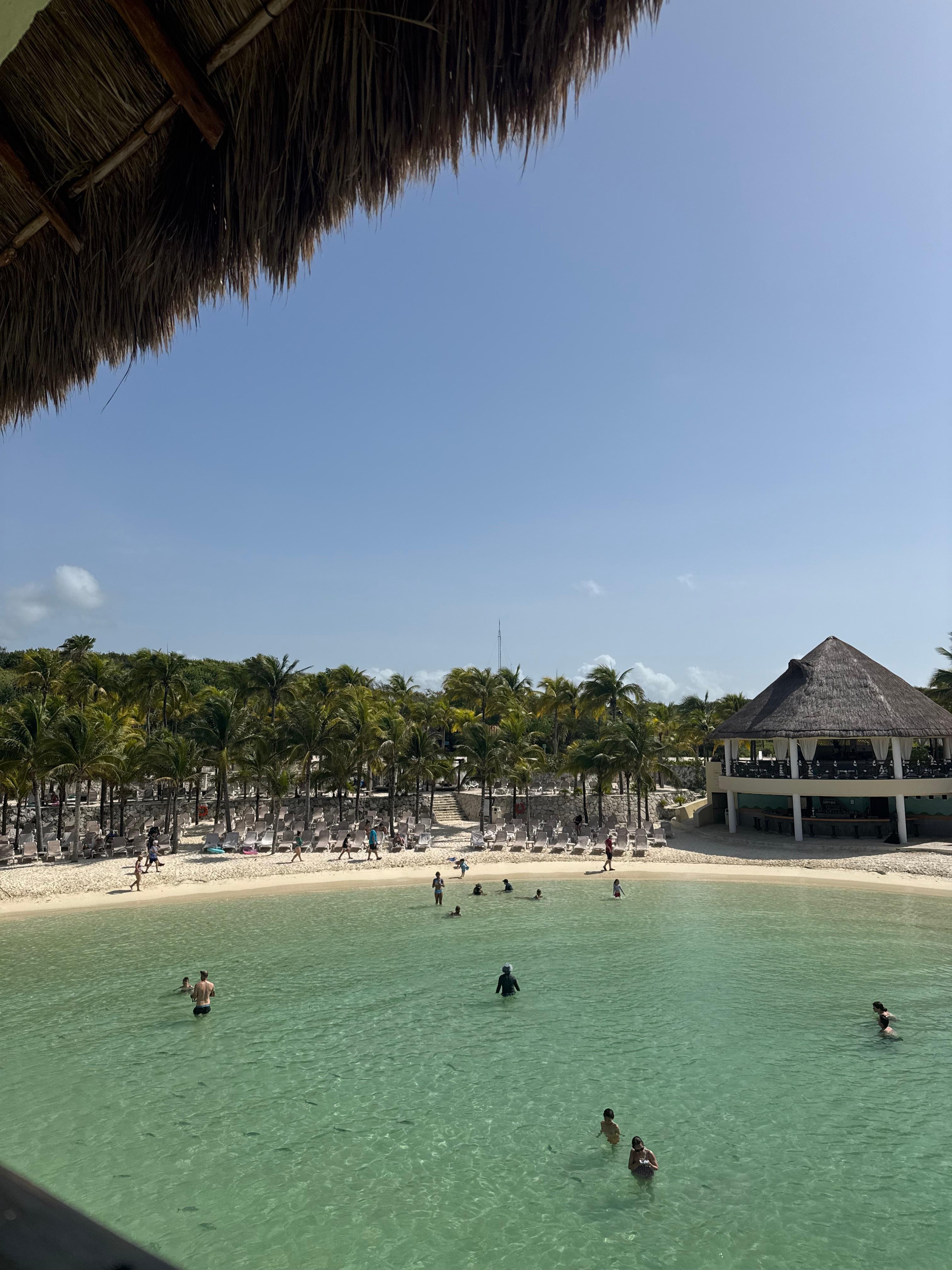 Beach area from restaurant balcony.