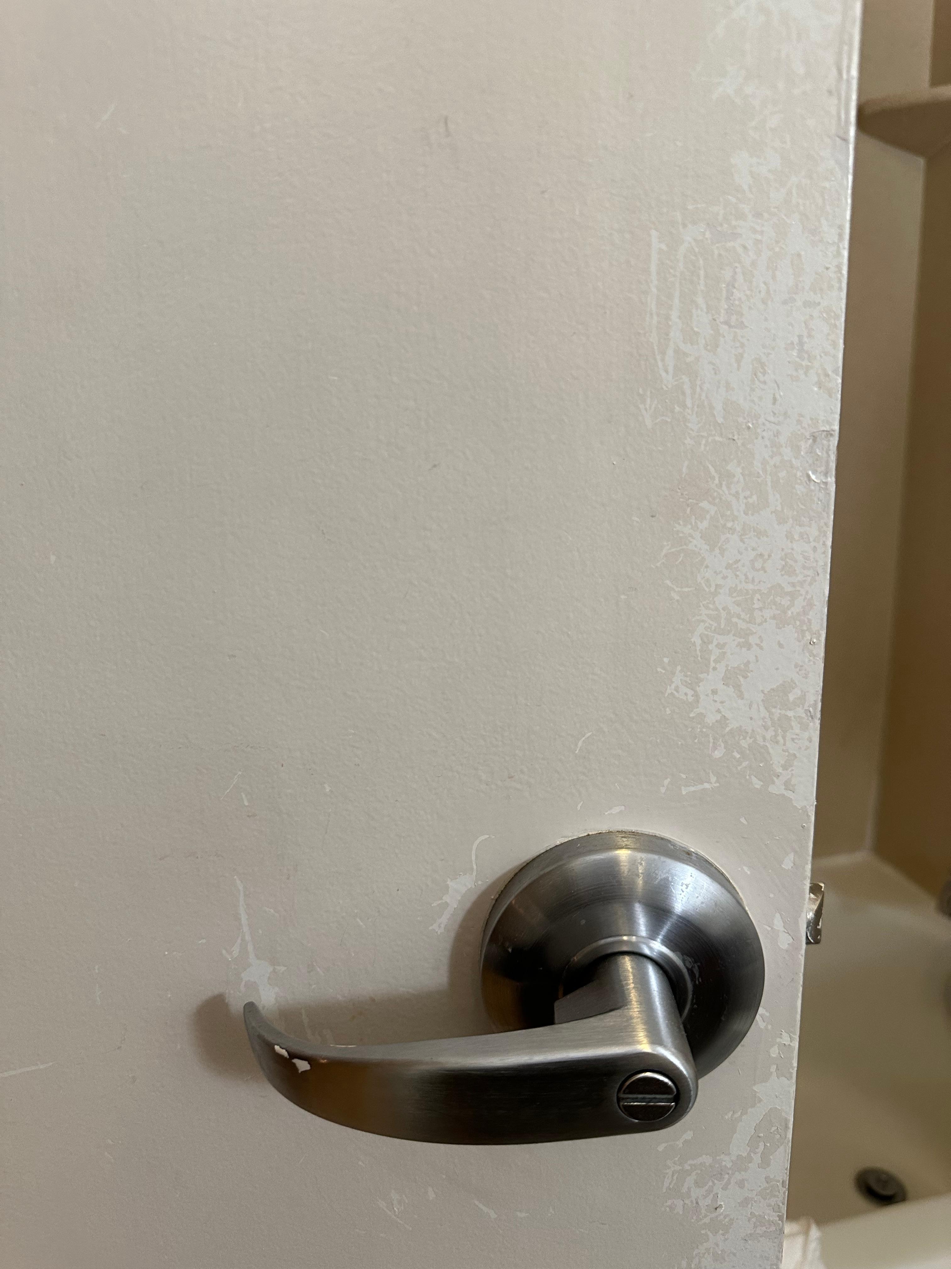 Paint coming off bathroom door 