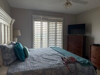 Master bed room with a beautiful view.