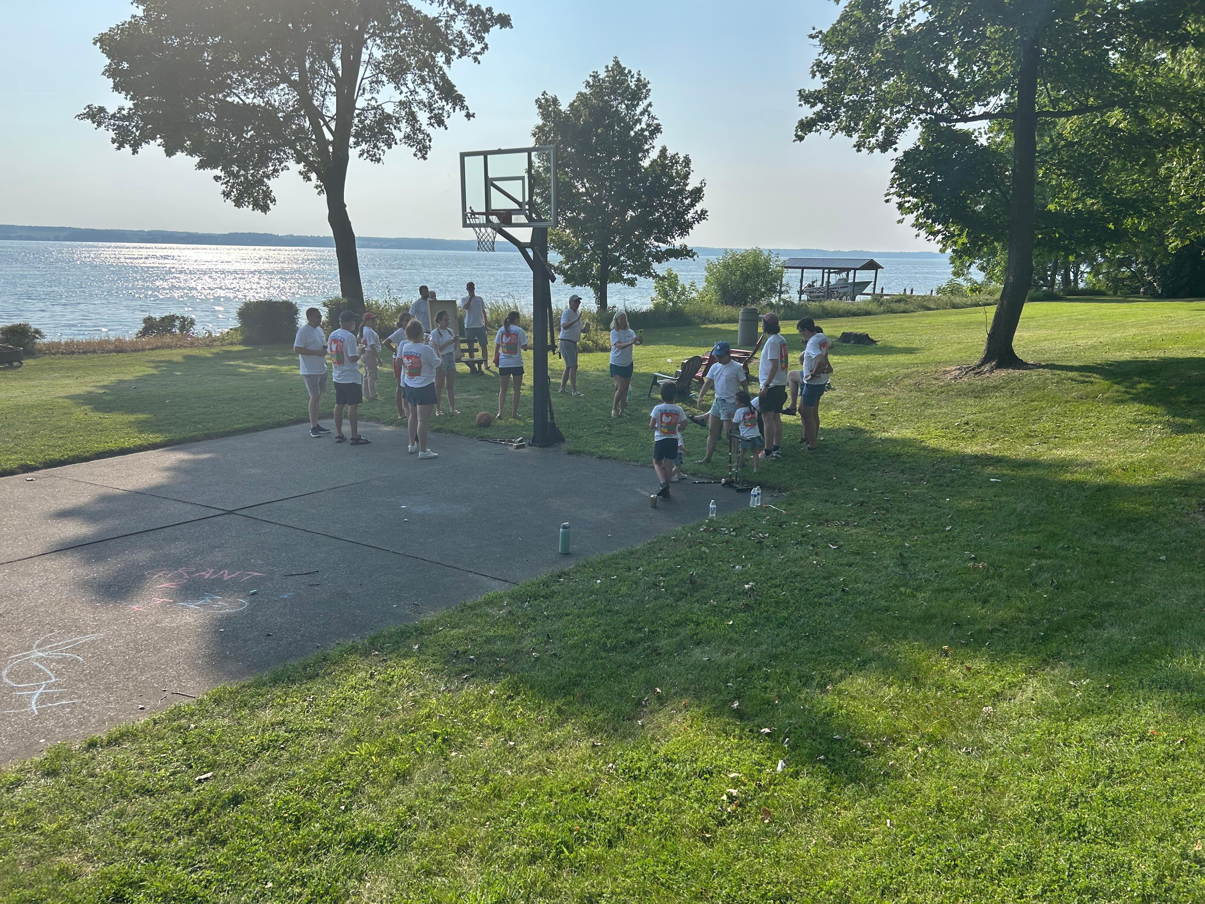 Lived the shaded back yard overlooking the lake. Kids had fun playing basketball, croquet, and corn hole.