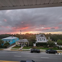 From the front door you really get the sunset.