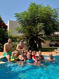 Family time in the pool