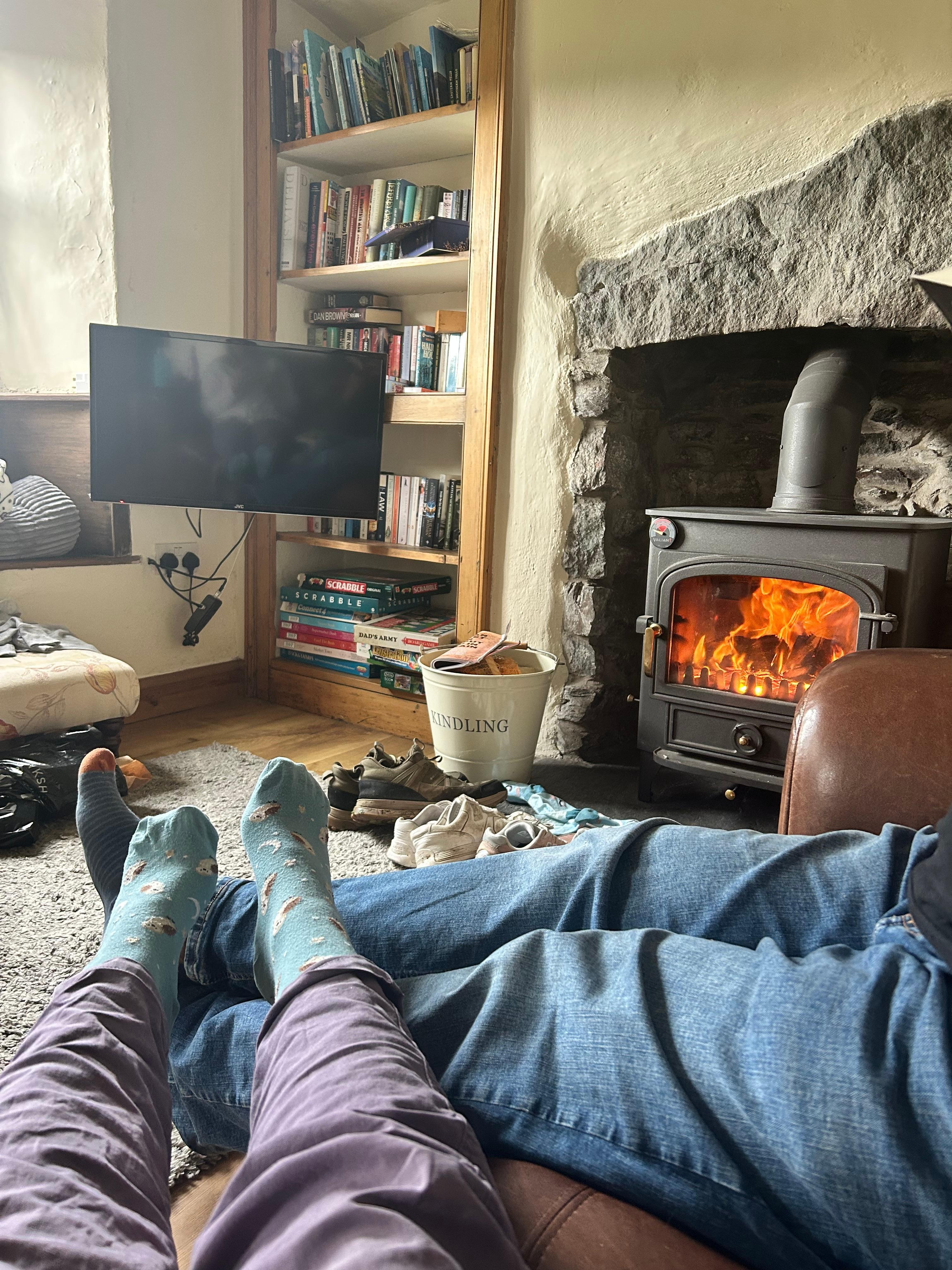 Drying feet after a soggy but great walk with Alpacaly Ever After