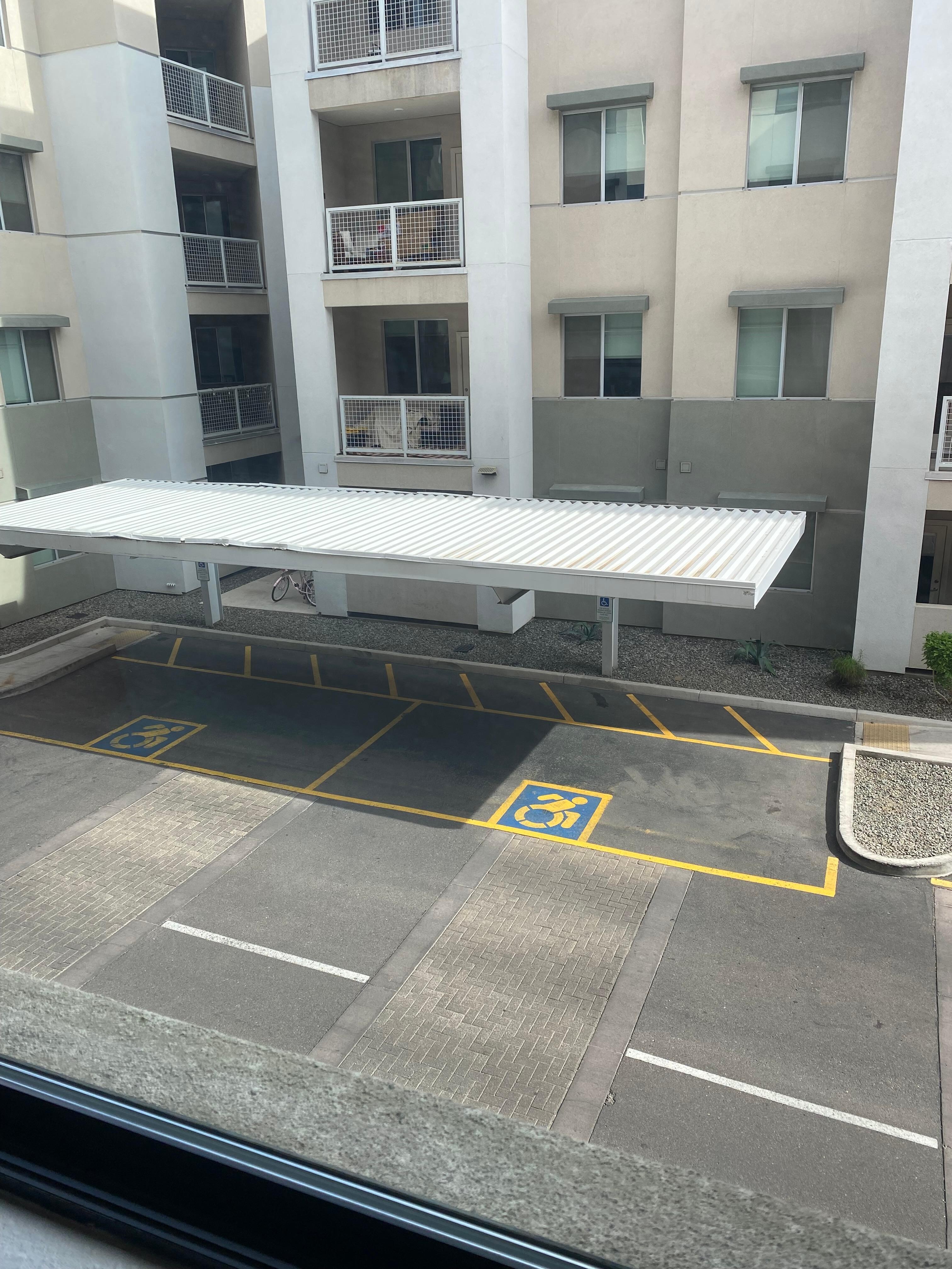 View of the road from the balcony. 