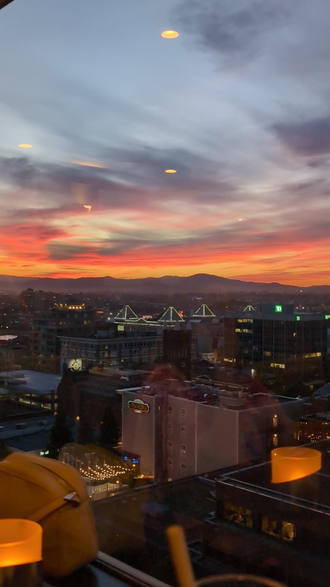 Evening view from rooftop restaurant 