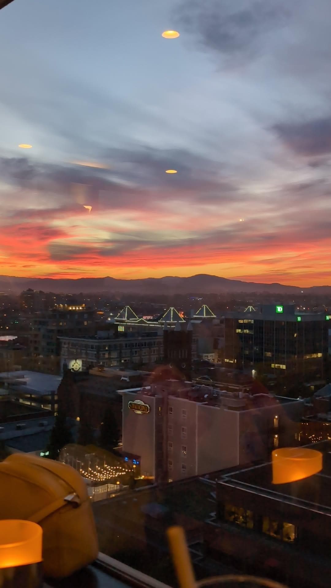 Evening view from rooftop restaurant