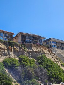 View of building from the beach
