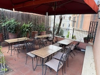 Plenty of seating on the gorgeous terrace