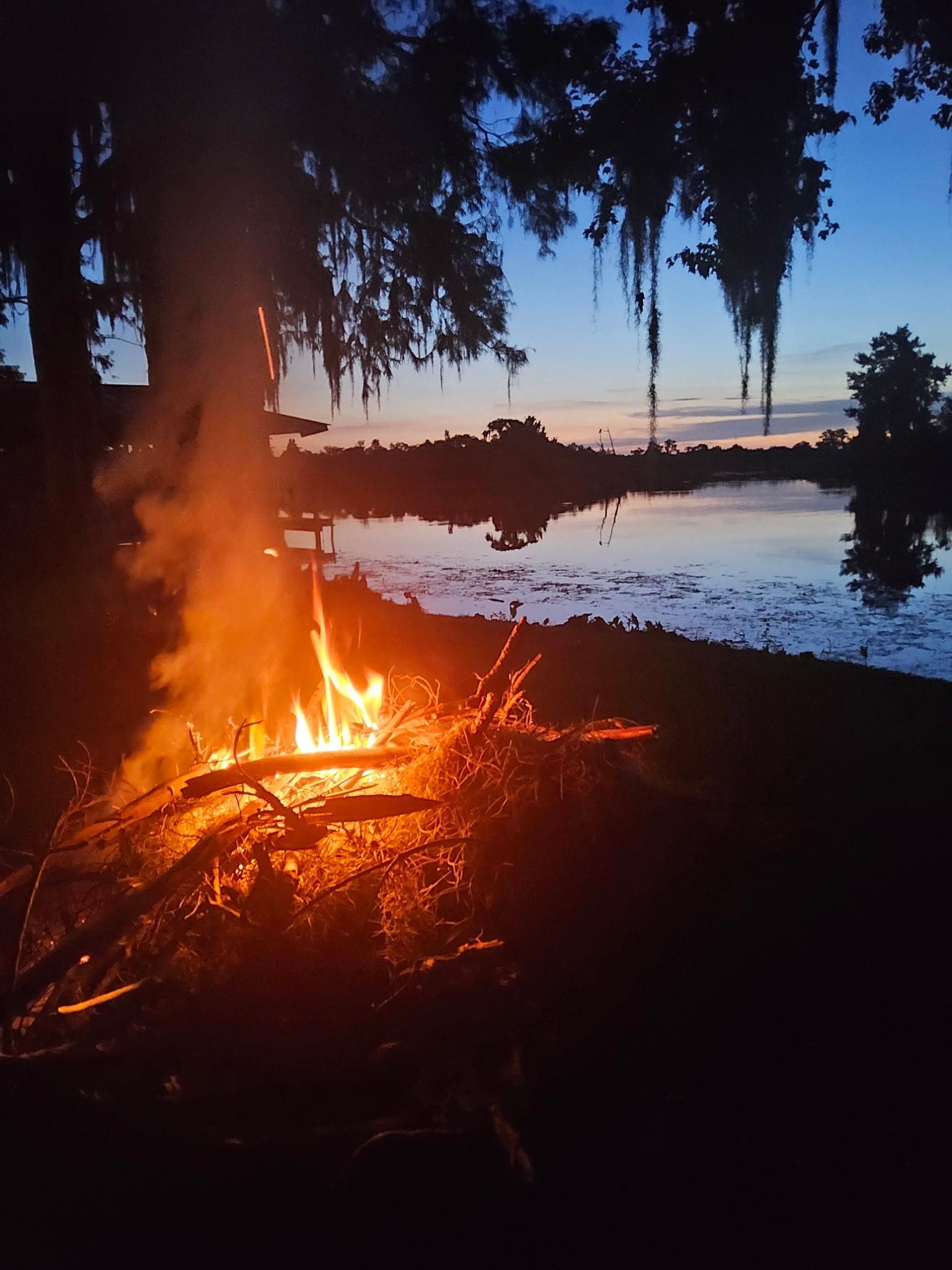 Fire pit beside the river