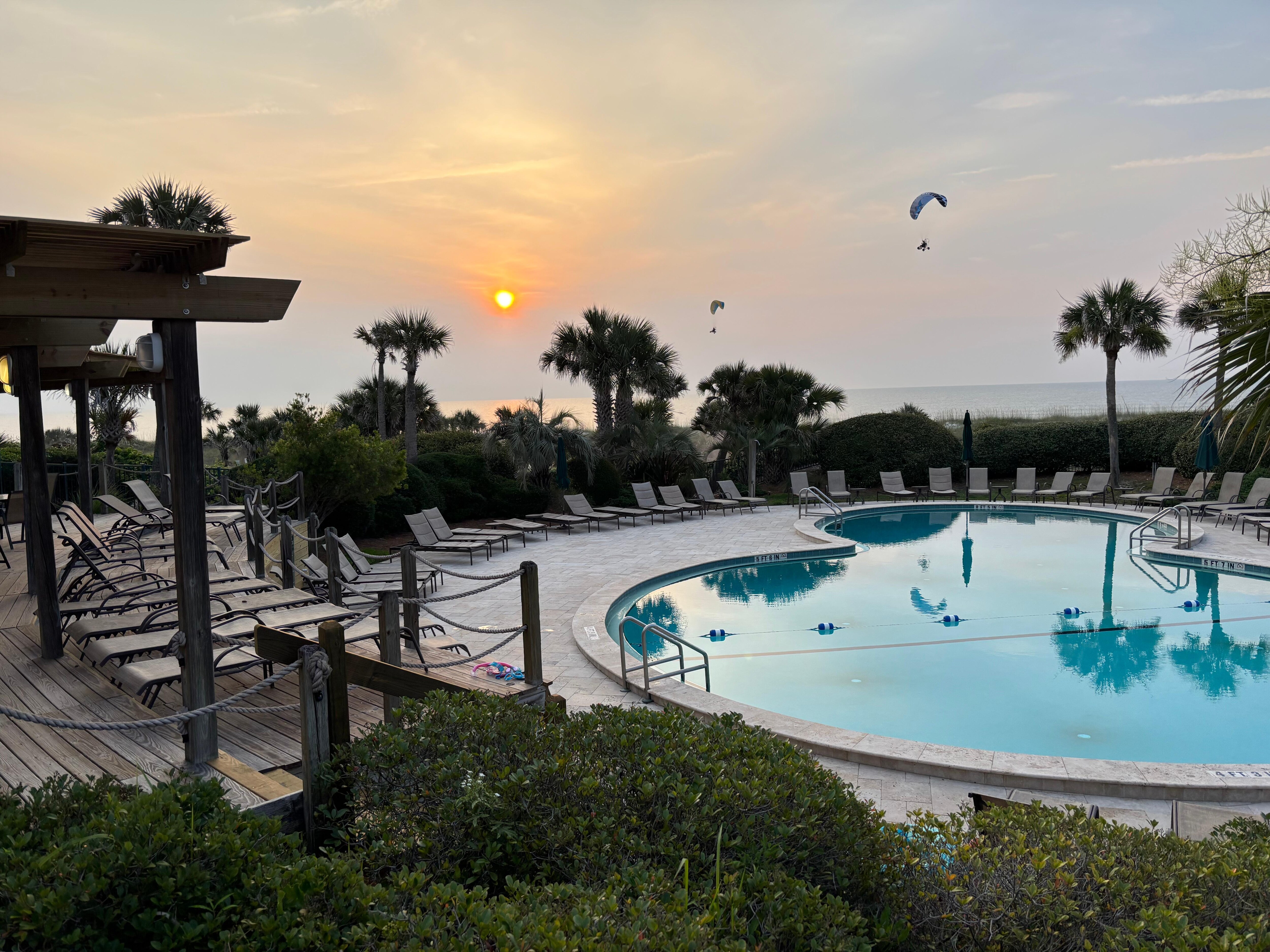 Sunrise over the pool and beach!