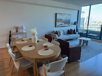 Dining table and lounge, one large open area