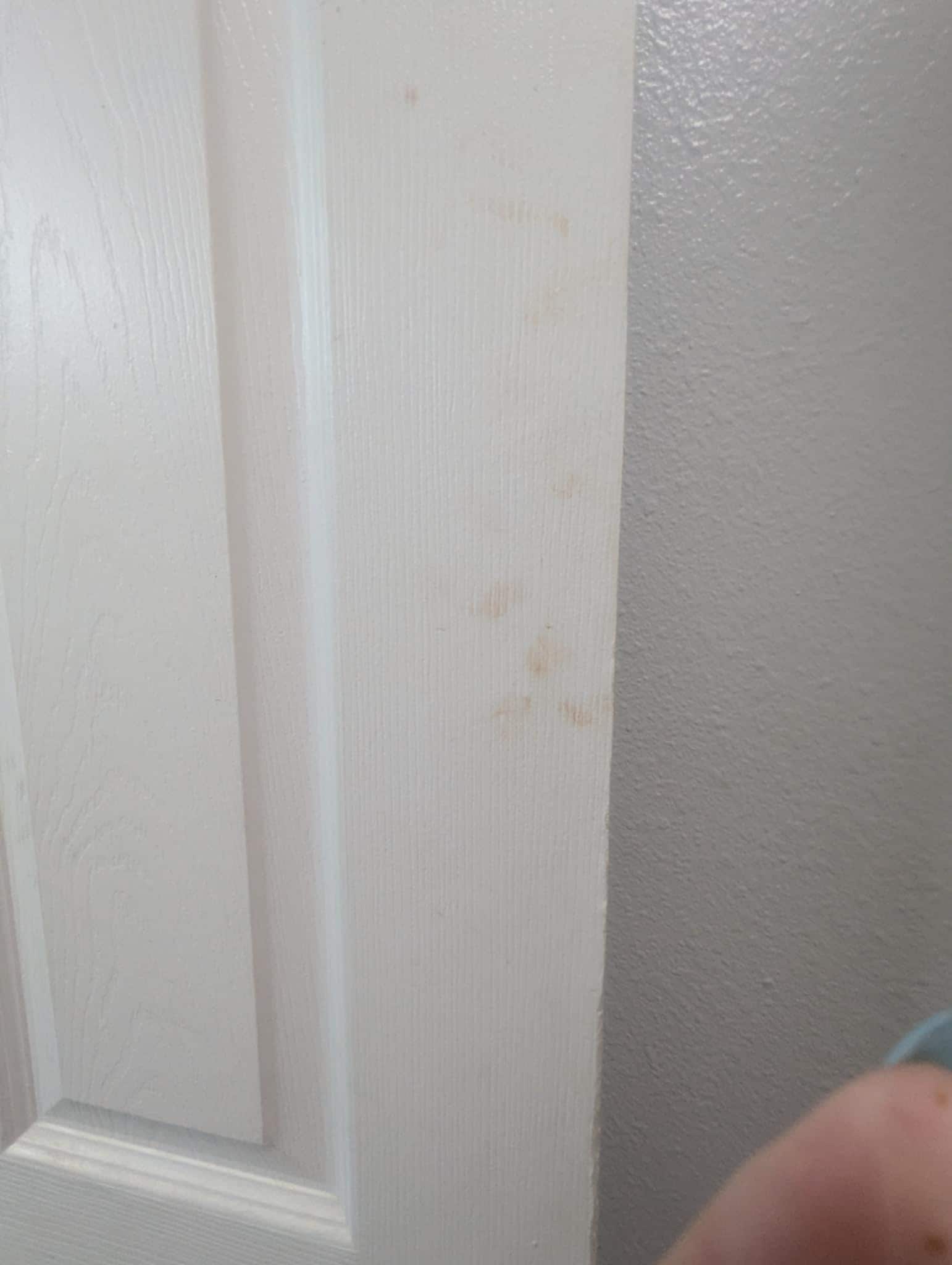 Door with stained fingerprints