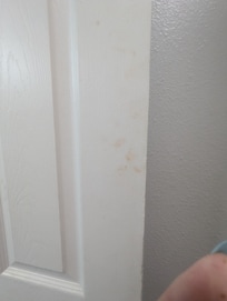 Door with stained fingerprints