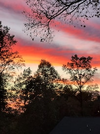 Sunset on west side of porch