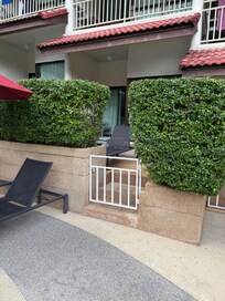 Our room walks out to the pool