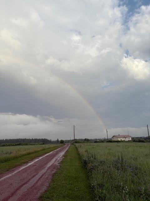 A rainbow after the storm from the front porch