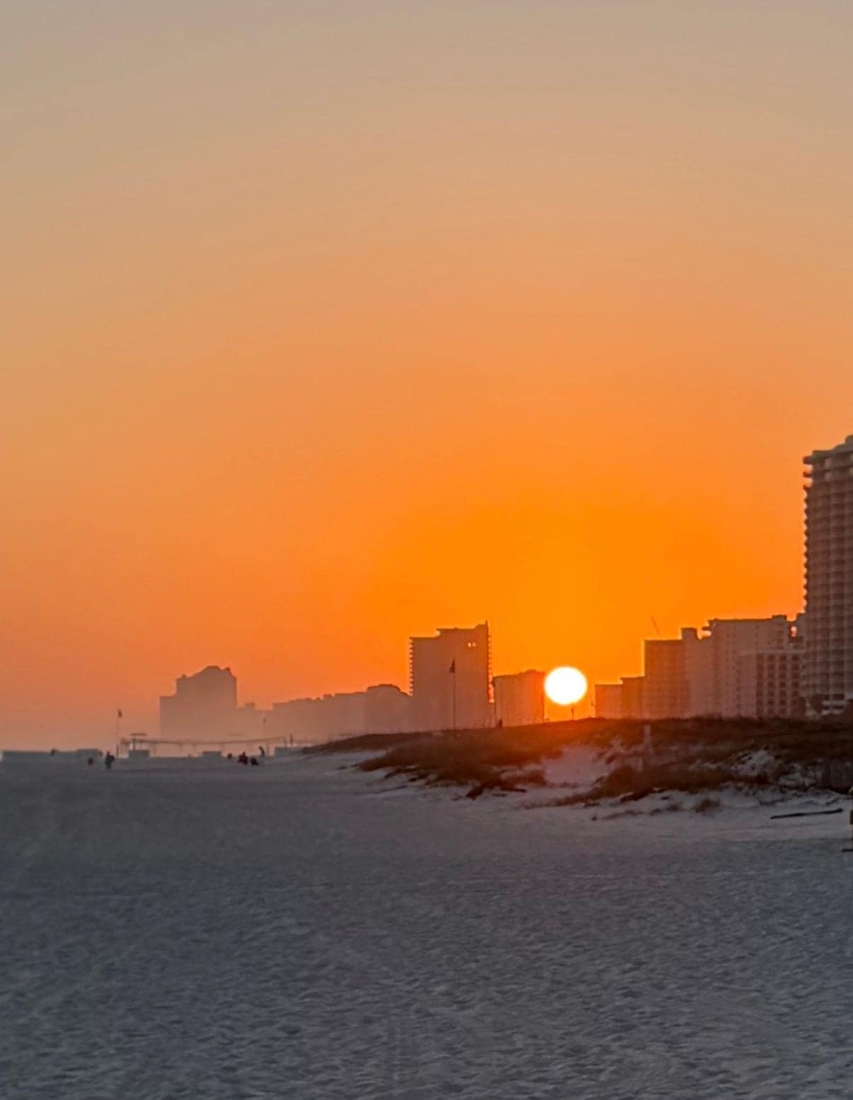 Sunset between buildings 